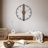 DAYDAYART Modern Walnut Dial Wall Clock, Wood Large Wall Clock Decor Metal Frame Silent Non Ticking for Living Room, Bedroom, Kitchen, Study Decoration, Handmade Home Present Idea, 24 in （60 cm） DAYDAYART
