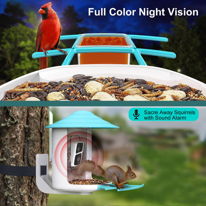 birdsnap Smart Bird Feeder with Camera+Solar Panel 64G SD Card 6-in-1 Perch, 160°View Auto Capture Bird Videos 1080P, AI Identify 10000+ Species Bird