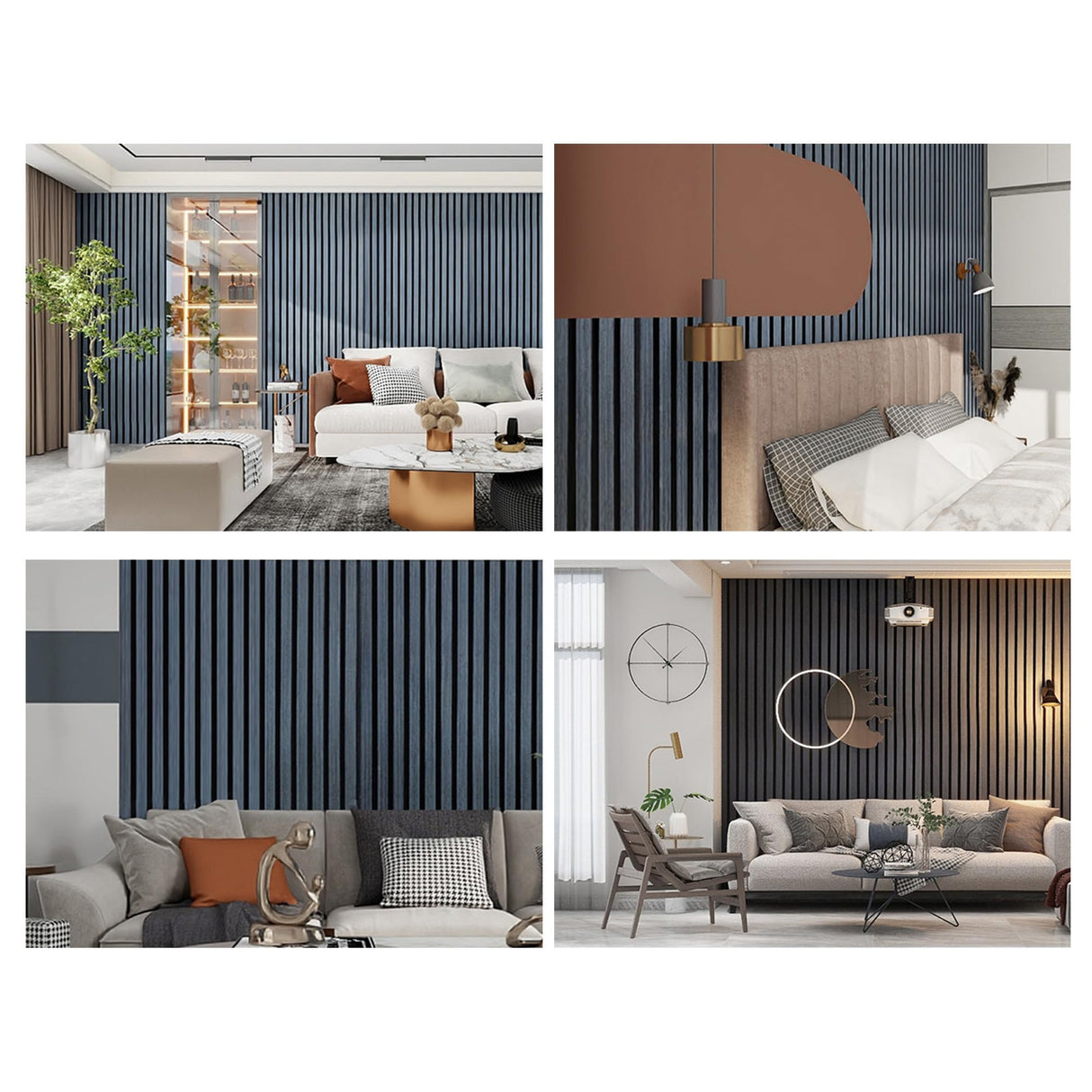 ARTSLAT 3D Fluted Sound Absorbing Acoustic Wood SLAT Wall Panels | Wall Panels for Interior Wall Decor | Luxury Wood Veneer Panel | 94.48 * 23.62in | 2PCS Coverage | Matte Black ARTSLAT