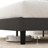 ZINUS Queen Maya Upholstered Bed Frame with Asymmetric Headboard, Durable Wooden Slats, Sturdy Framework, Noise Free Sleep, No Box Spring Needed, Easy Assembly, Eco Friendly Packaging, Dark Grey Zinus