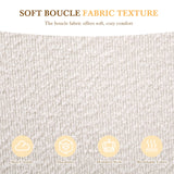 Merax King Size Upholstered Platform Bed, Boucle Fabric and Wingback Headboard, Rounded Corners, White Merax