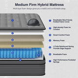 DIFAME King Size Mattress, 12 Inch King Hybrid Mattress in a Box with Memory Foam, Upgraded Strengthen Individually Pocket Spring for Motion Isolation, Pressure Relief, Edge Support, Medium Firm DIFAME