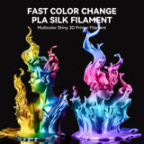 JAYO 3D Printer Filament Bundle, PLA Silk Filament Bundle Multicolor, Shiny Silk PLA Filament 1.75mm, Fast Color Change Rainbow Filament, Individually Vacuum Packed, 250g Spool, 8 Rolls, 2kg in Total JAYO