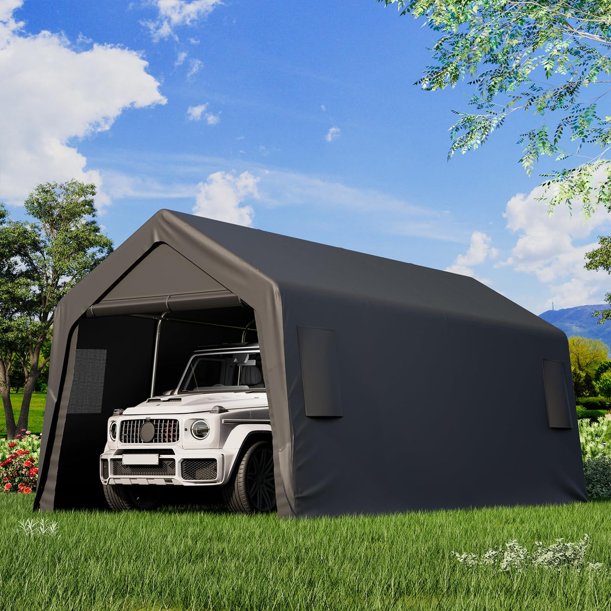 EROMMY 10x20 FT Heavy Duty Carport with All-Steel Metal Frame, Portable Garage with Reinforced Base, All-Season Car Canopy for Car, Boat, Truck ﻿ EROMMY