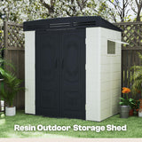 Patio Kingdom 6x4FT HDPE Resin Outdoor Storage Shed with Sloped Roof, Injection Molded Plastic Lean to Garden Tool Shed, All Weather Resistant, Lockable Double Doors & Ventilation for Backyard Patio Patio Kingdom