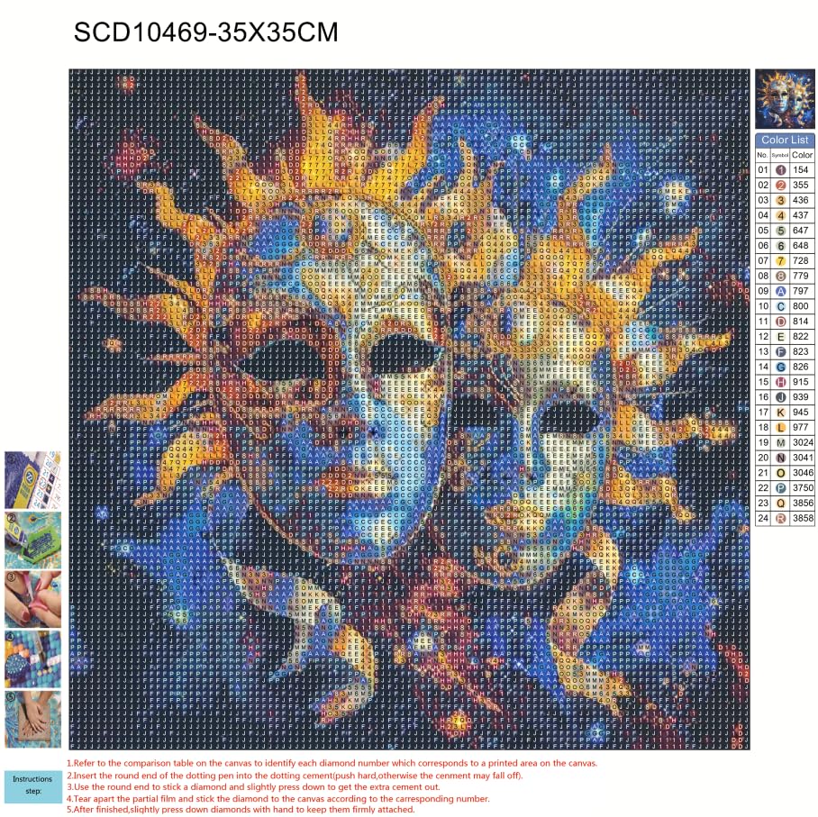 Zodiac Sign of Gemini with Masks DIY 5D Diamond Paint Kits for Adults Easy for Beginner Round Full Drill Diamond Art Painting Gems Cross Stitch Mosaic Craft for Home Decor 14x14inch(3) Generic