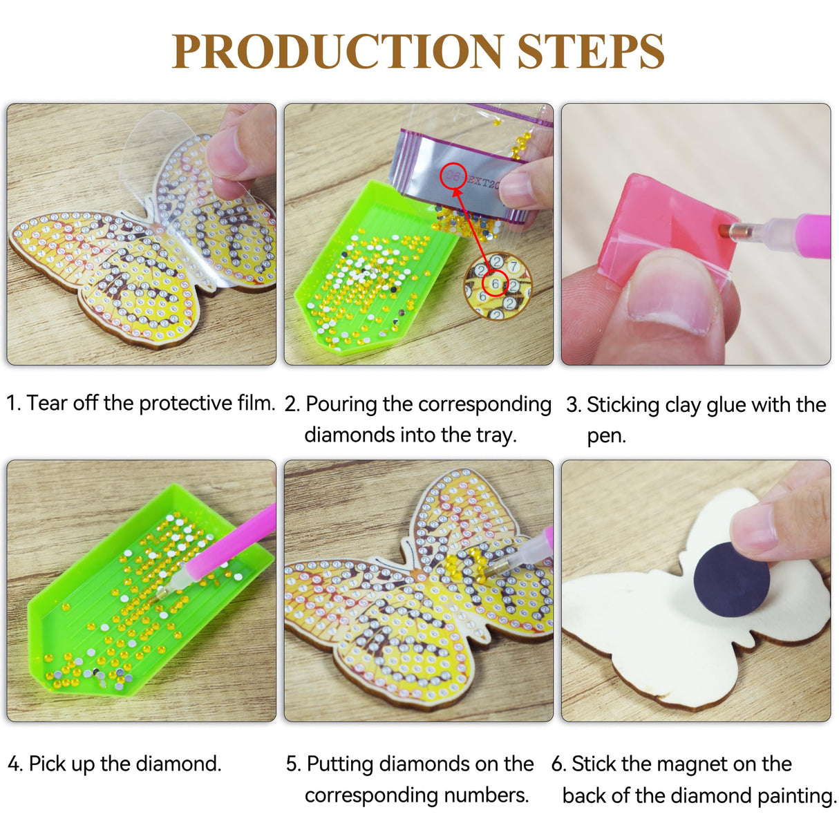 Vcekract 12 Pcs Diamond Painting Kits, Butterfly Diamond Art Refrigerator Magnets, Diamond Art Kits for Adults, Fridge Magnet Diamond Art Kits, DIY Crafts Kits for Adults Vcekract