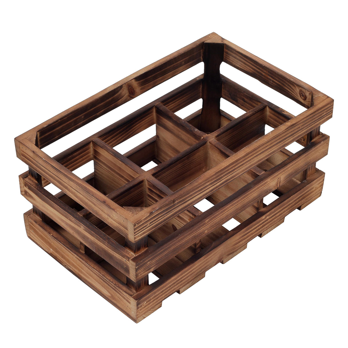 Sintosin Rustic 6 Bottle Wood Wine Racks Countertop, 13 x 8 inch Burning Finished Bottle Caddy, Handmade Farmhouse Wooden Wine Crates, Bottle Holder Decorative for Milk, Gifts for Wine Lovers Sintosin