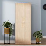 Housoul 71" Tall Pantry Cabinet with 4 Doors, Kitchen Pantry Storage Cabinet, Freestanding Larder Cupboard, Utility Kitchen Hutch with Gold Handles for Dining Room, Bathroom, Oak Housoul