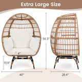 Murago Oversized 360 Swivel Rattan Egg Chair for Adult, Indoor Outdoor Patio Large Wicker Egg Chair with overstuffed Cushions, 440lb Weight Capacity, Natural Rattan with Beige Cushion Murago