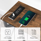 MAHANCRIS Sofa Console Table, 44.9" Entryway Table with Power Station, Narrow Couch Table, Hallway Table, Sofa Table with USB Ports, Metal Frame, for Entrance, Living Room, Rustic Brown CTHR113E01 MAHANCRIS