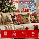 UPOFFICIS Christmas Pillow Covers 18x18 inch Set of 4, Christmas Decorations Cushion Covers, Xmas Pillow Covers, Pillowcases Throw Pillow Covers for Sofa Couch Home Decor UPOFFICIS