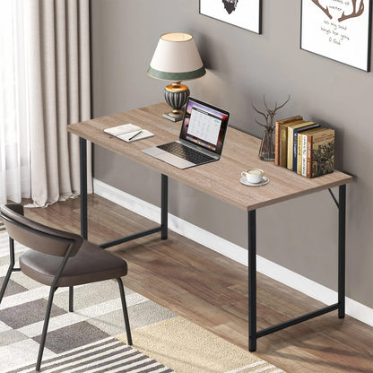 39 inch Computer Desk Home Office Desk Writing Study Table Modern Simple Style PC Desk with Metal Frame Gaming Desk Workstation for Small Space，Nature