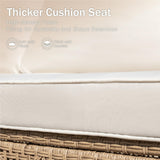 PHI VILLA Wicker Patio Furniture Set, L-Shaped Small Patio Conversation Set, Sectional Outdoor Sofa with Cushions and Acacia Wood Coffee Table, 4 Seats, Beige PHI VILLA