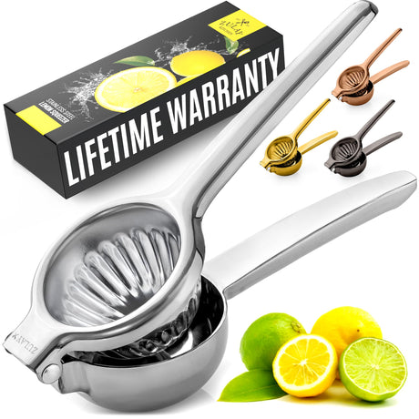 Zulay Kitchen Lemon Squeezer Stainless Steel - Premium Quality, Heavy Duty Solid Metal Squeezer Bowl - Large Manual Citrus Press Juicer and Lime Squeezer Stainless Steel Zulay Kitchen