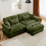 94" Modular Sectional Sofa,Velvet Upholstered Couches for Living Room,3 Seater Green Sofa Couch with Movable Ottoman,Big Comfy Loveseat Sofa with Deep Seats for Living Room,Apartment,Bedroom Wunlerlant