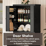 IRONCK Kitchen Pantry Cabinet 72" Height, Freestanding Cupboard with Drawer, Sliding Storage Rack, and 6 Hanging Shelves for Dining Room, Laundry, Living Room, Black IRONCK