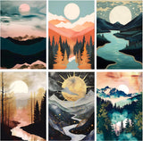 DOTZSO Diamond Art Kits for Adults 6 PCS DIY Full Diamond Art kit with Crystal Cross Stitch Picture Art and Craft for Adult Beginners 12x16 Inches (Landscape Abstract) DOTZSO