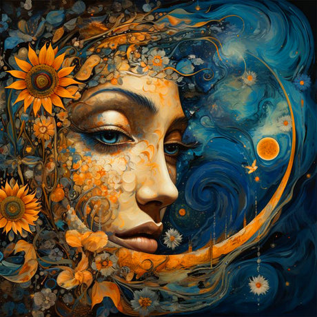 Ekuxom Sun and Moon Diamond Art Kits for Adults, Round Full Drill Diamond Painting Kits for Adults Beginners, DIY 5D Diamond Gem Art Kits for Gift Home Wall 14x14inch Ekuxom