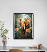 SKRYUIE Paint by Numbers Kit for Adults Beginner Elephant, Acrylic Flower Oil Painting by Numbers Kits with PaintBrushes Paintwork Art Crafts Canvas for Home Decor 16x20 inch / 40x50 cm SKRYUIE