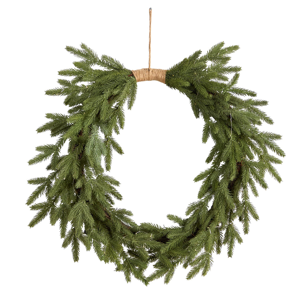 Nearly Natural 24in. Holiday Christmas Pre-Lit Cascading Pine Artificial Wreath Nearly Natural