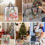 Tiltol 2 Pack 25 inches Wreath Storage Container,Extra Large Transparent Rectangular Christmas Ornament Storage Bags with Zipper and Handles,Perfect for Wreaths,Garlands,Gifts,Waterproof,Foldable Tiltol