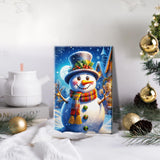 HeeBenor Framed Christmas Paint by Numbers Kit for Adults Beginner, Snowman Paint by Number with Easel, DIY Christmas Adult Paint by Number Kits on Canvas Framed 8x12 Inch for Home Wall Decor HeeBenor
