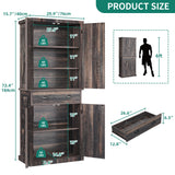 YITAHOME 72'' Farmhouse Kitchen Pantry, Wood Kitchen Storage Cabinets with Drawer and Adjustable Shelves, Kitchen Versatile Storage for Kitchen, Dining Room, Living Room, Dark Rustic Oak YITAHOME