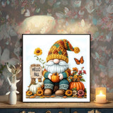 DIYDECORFUN Gnome Diamond Art Kits for Adults, Hello Fall Diamond Painting Kit for Beginners,DIY 5D Full Round Drills Autumn Pumpkin Diamond Dot Gem Art Crafts for Home Wall Decor 14x14IN DIYDECORFUN