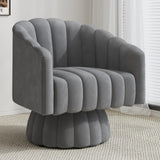 Apicizon Swivel Accent Chair Mid Century Modern Swivel Barrel Chair, 360 Degree Round Swivel Chair with Wide Upholstered, Velvet Accent Armchair Home Sofa Living Room Bedroom Office Gray Apicizon