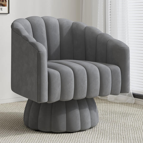 Apicizon Swivel Accent Chair Mid Century Modern Swivel Barrel Chair, 360 Degree Round Swivel Chair with Wide Upholstered, Velvet Accent Armchair Home Sofa Living Room Bedroom Office Gray Apicizon