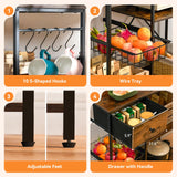 Artswish 72" Bakers Rack with Power Outlet, 8-Tier Freestanding Baker Racks Microwave Stand with Drawer, Coffee Bar Station with Basket and 10 S Hooks, Kitchen Appliance Shelves Rack, Rustic Brown Artswish