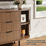 BVIUNTWO Fluted 6 Drawer Dresser, 63" Wide Modern Chest of Drawers with Metal Handle, Curved Edge Design, Wood Storage Credenza Cabinet for Bedroom,Living Room, Brown BVIUNTWO