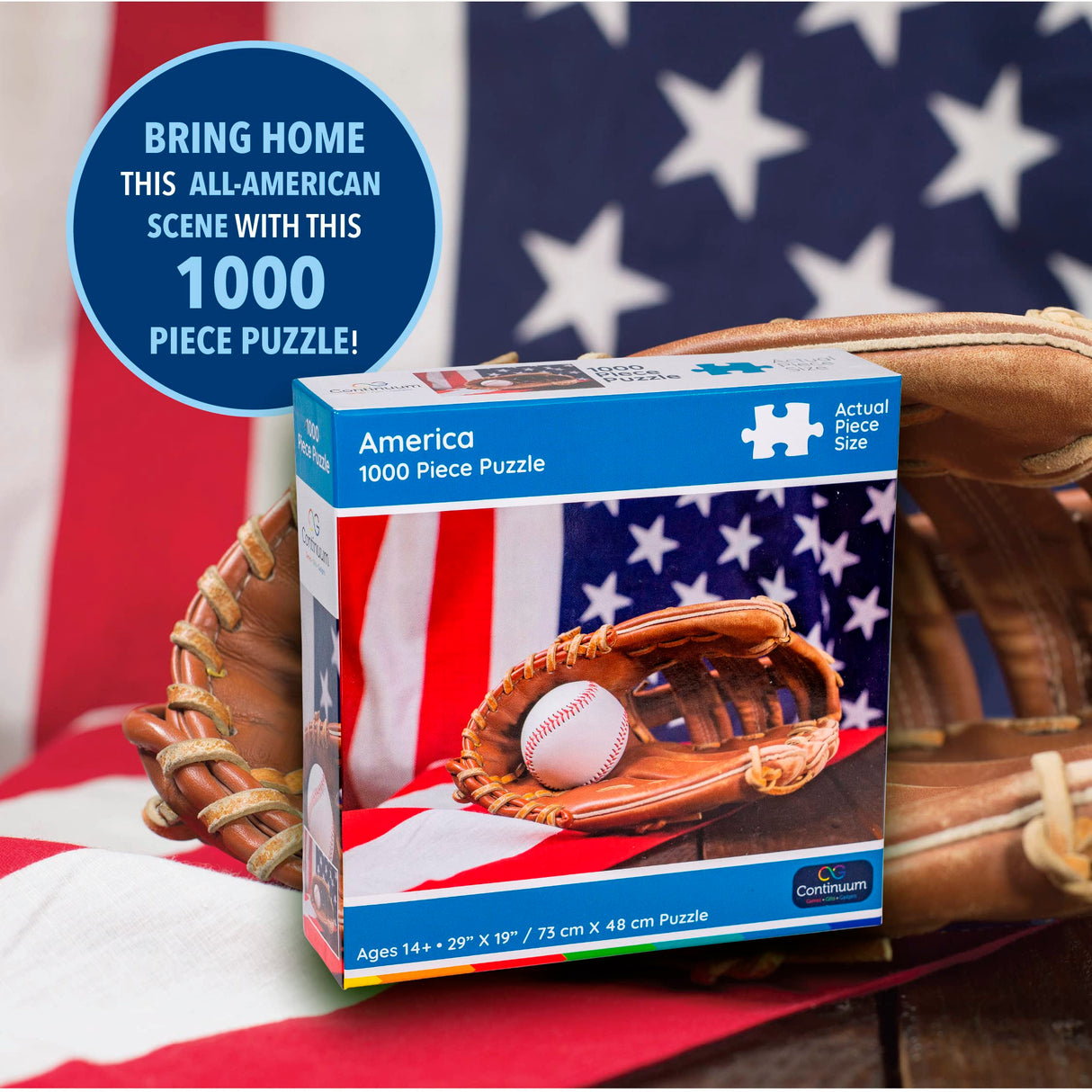 Baseball Puzzle 1000 Pieces Flag & Mit Fun Iconic Sports Puzzles for Adults for Baseball Lovers by Continuum Games Continuum Games