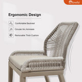 PURPLE LEAF 9 Pieces Patio Dining Set Aluminum Modern Rectangular Table and Wicker Chairs with Cushions for Kitchen Porch Garden Outdoor Furniture Sets, Champagne PURPLE LEAF