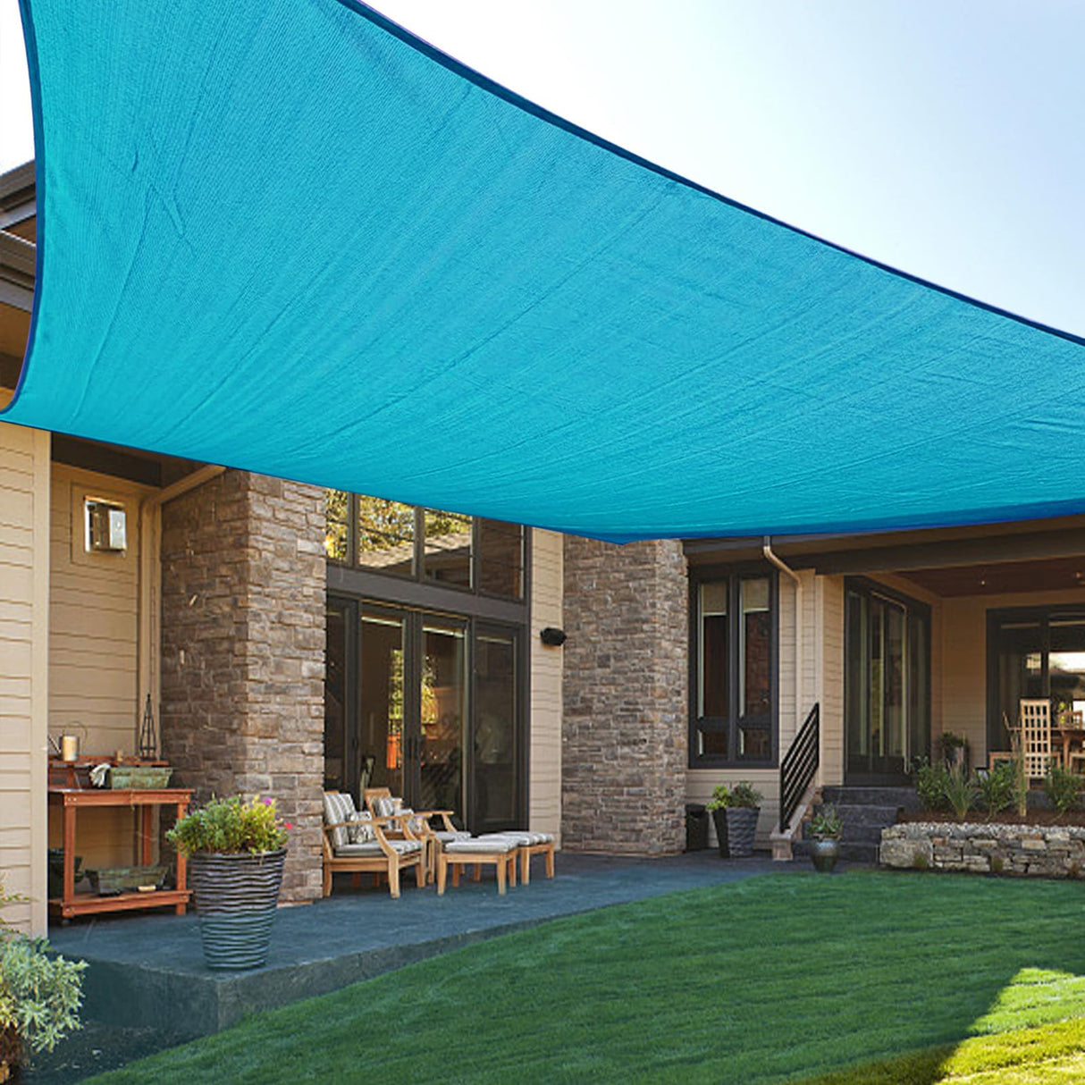 LOVE STORY 14' x 18' Sun Shade Sails UV Block Canopy Sail Shade for Patio Backyard, Turquoise Blue LOVE STORY