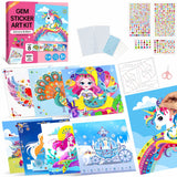 Marlrin Gem Sticker Kit for Kids, 8 Unicorn Princess Themes, Crafts Kits for Girls Ages 4-8, Arts & Crafts Toys, Diamond Art Kits for Kids - Birthday and Christmas Gift for Girls Ages 3, 4, 5, 6, 7, 8 Marlrin