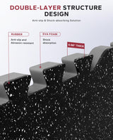 HAPBEAR 0.56'' Thick 12 Pcs 48 Sq Ft Exercise Equipment Mats - High-Density Rubber Top EVA Foam Interlocking Mats, 24x24in Tiles, Heavy-Duty Treadmill Mat for Hardwood Floors, Home Gym Mat HAPBEAR