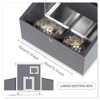59" Large Chicken Coop with 4 Nesting Boxes, Wooden Chicken House Outdoor Hen House, Waterproof Roof Chicken Cage Pet House for Chicken Rabbit