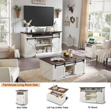 Farmhouse TV Stand for 80 Inch TVs, 38" Tall Entertainment Center w/Storage Cabinets and Sliding Barn Door, Media Console Cabinet w/Soundbar & Adjustable Shelves for Living Room, 69inch (White) IFGET