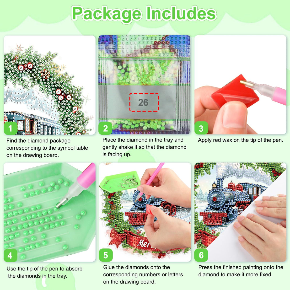 TOSTOG Hanging Diamond Art Kits for Adults, Christmas Train Diamond Paintings for Adults, Diamond Art Kits Window Pendant, 5D Diamond Paintings Hanging Pendant Kit Wall Decor Gift TOSTOG