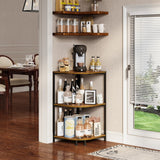 keomaisyto Coffee Bar Cabinet, 3-Tier Corner Coffee Stand with Storage Shelf & 16.34" Countertop, Rustic Wood Coffee Bar Station with Adjustable Feet for Kitchen/Entrance/Living Room/Dining Room keomaisyto