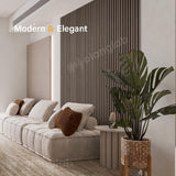 Olanglab Wood Slat Wall Panels, 2 Pack Wood Slats for Wall, 94.48"x 12.59"x 0.82" Each, 3D Wall Panels for Interior Wall Decor, (Brown Walnut) Olanglab