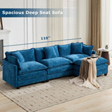 SoarFlash 71.6" Chenille Sectional Sofa, Comfy Modular Loveseat Sofa, Modern 2-Seat Couch Deep Seat Sofa Set for Living Room,Blue SoarFlash