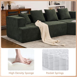 Aoowow 129.5" Modular Sectional Sofa, Modern Minimalist Sofa Comfy Deep Seat L Shaped with 5 Throw Pillows, Memory Foam Couch with Chenille Fabric, 3 Seater Cloud Couch for Living Room, Green Aoowow