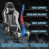 Homall Gaming Chair, Video Game Chair with Footrest and Massage Lumbar Support, Ergonomic Computer Chair Height Adjustable with Swivel Seat and Headrest (White) Homall
