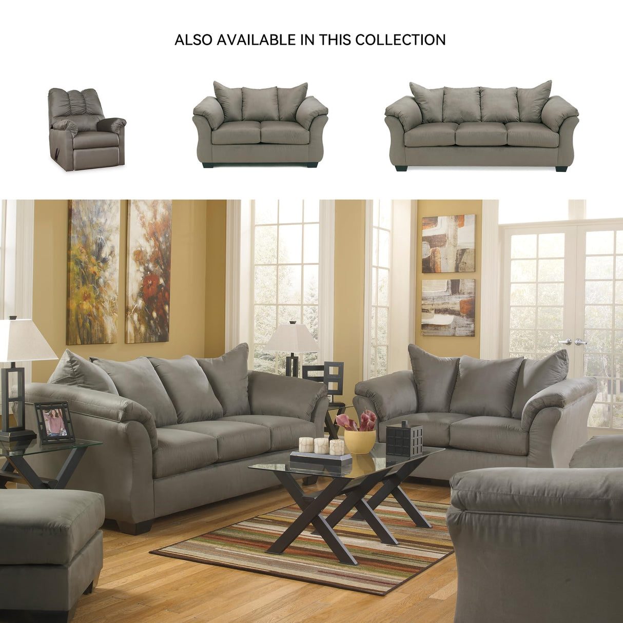 Signature Design by Ashley 1` Darcy Casual Plush Loveseat, Grayish Brown, 39"D x 67"W x 40"H, Gray Signature Design by Ashley