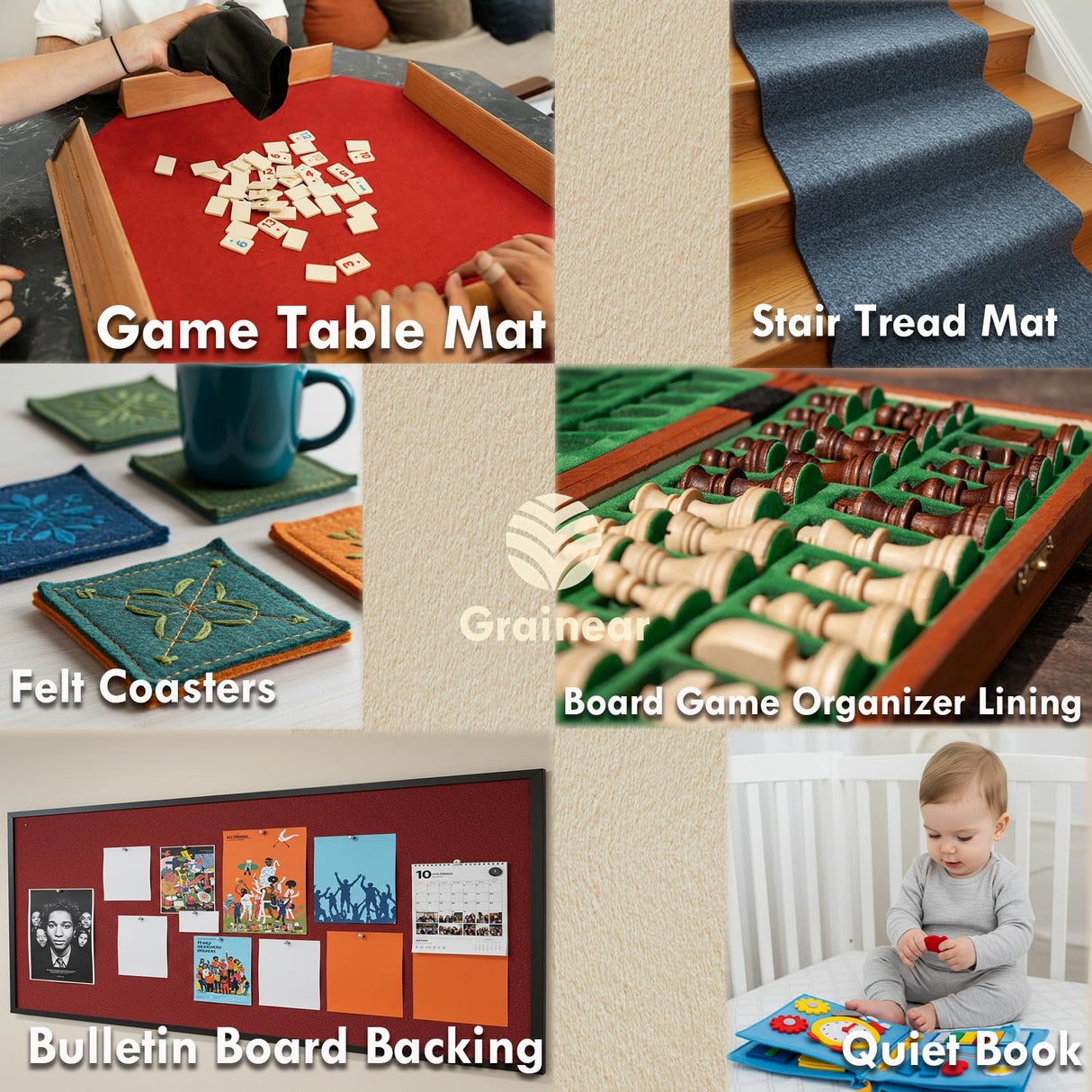 Ivory Soft Felt Fabric Sheet, 18" x 36", 1.6mm Thick - Premium Craft Felt for Sewing, DIY Projects, Embroidery, Decoration - Durable & Fade Resistant Grainear