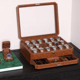 ROTHWELL 18-Slot Watch Case with Drawer – Luxury Watch Box for Men, Real Glass Top, Lockable, Display Case for Collections (Tan/Brown) ROTHWELL