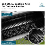 MFSTUDIO Heavy Duty Charcoal Wood Offset Outdoor Smoker Grill, Charcoal Grill with Smoker Combo for BBQ Grilling, 512 SQ.IN. MFSTUDIO